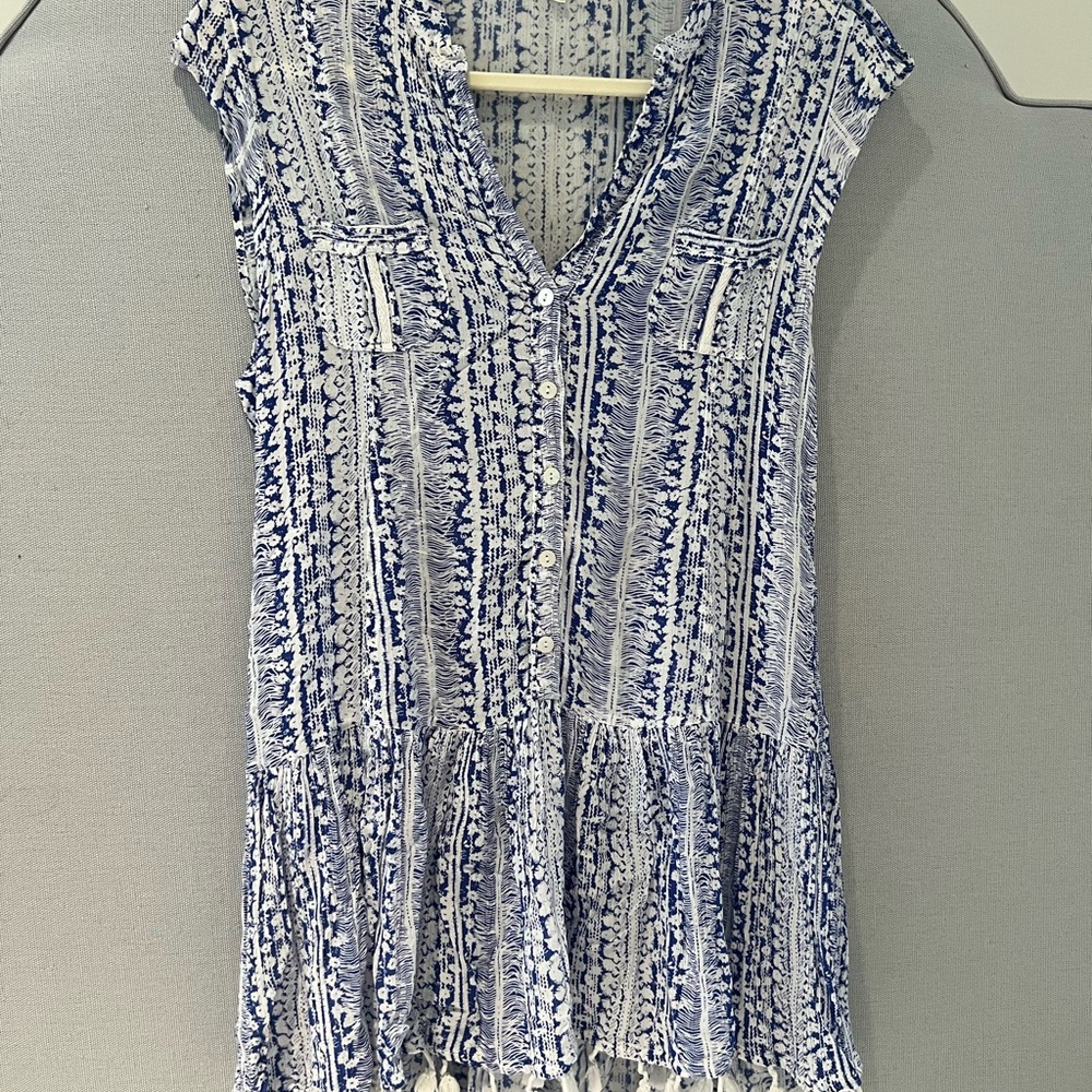 Poupette St. Barth Blue and White Mini Dress